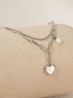 Bracelet en perles d'huîtres en forme de c艙ur pour femme 2026
