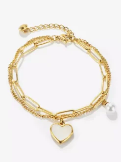 Bracelet en perles d'huîtres en forme de c艙ur pour femme 2026