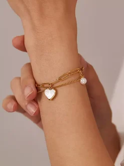 Bracelet en perles d'huîtres en forme de c艙ur pour femme 2026