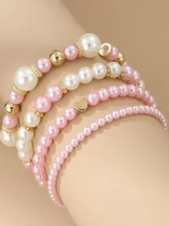 Bracelet Perle Harmonieusement Varié Perles Étoiles 4PCS Bracelets