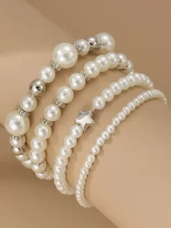 Bracelet Perle Harmonieusement Varié Perles Étoiles 4PCS Bracelets