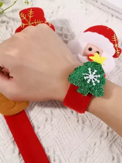 Bracelet à Claquer Bande de Slap Enfant Fille Garçon Jouets de Noël Renne