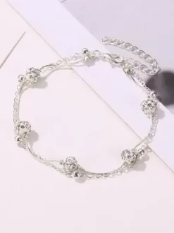Bracelet de cheville en perles de cristal et base en métal