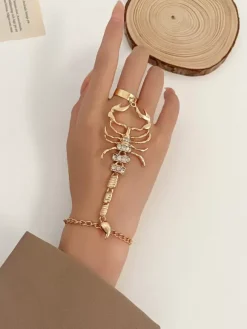 Bracelet Mille-Pattes Bracelet Gothique Strass En Or