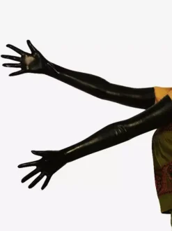Brillant métallique noir épaule longueur gants Déguisements Halloween