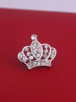 Broche couronne en strass épingle de revers en cristal brillant bijou pour costume manteau décoration de mariage ou de fête