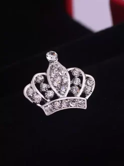 Broche couronne en strass épingle de revers en cristal brillant bijou pour costume manteau décoration de mariage ou de fête