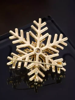 Broche flocon de neige en zircon cubique bicolore épingle de revers d'hiver