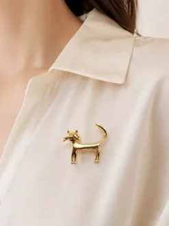 Broche minimaliste en forme de chat 3D épinglette mignonne en forme d'animal pour costume chemise ou manteau accessoire décoratif