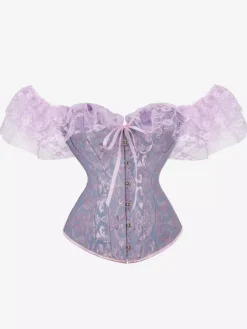 Bustier Corset Femme en Dentelle avec Bretelles à Col Décolleté Coupe Cintrée Unicolore