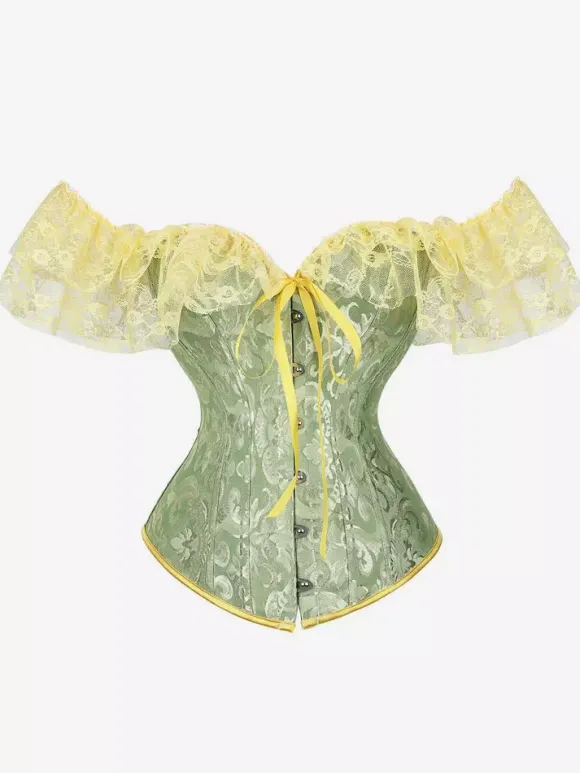 Bustier Corset Femme en Dentelle avec Bretelles à Col Décolleté Coupe Cintrée Unicolore