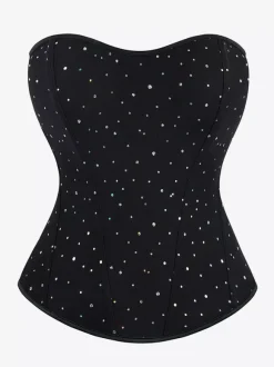 Bustier noir pour femme avec fermeture éclair au dos et corset sous la poitrine