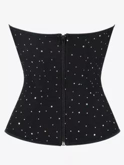 Bustier noir pour femme avec fermeture éclair au dos et corset sous la poitrine