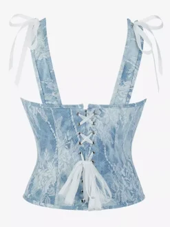 Bustier bleu à bretelles et boutons sur le devant pour lingerie gainante