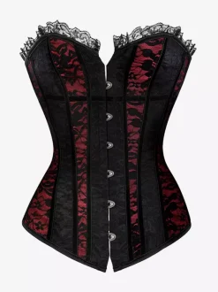 Bustier sexy en dentelle sans bretelles avec lacets floraux et boutons sur le devant