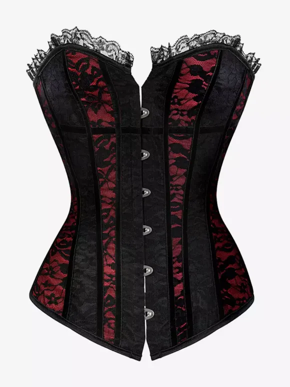 Bustier sexy en dentelle sans bretelles avec lacets floraux et boutons sur le devant