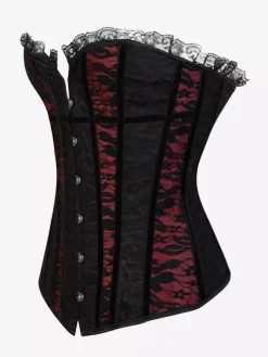 Bustier sexy en dentelle sans bretelles avec lacets floraux et boutons sur le devant
