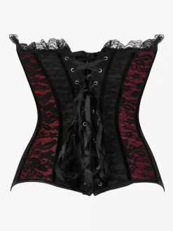 Bustier sexy en dentelle sans bretelles avec lacets floraux et boutons sur le devant