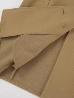 Caban camel croisé pour femme - Coupe carrée minimaliste à revers cranté - Collection streetwear printemps 2026 au luxe discret