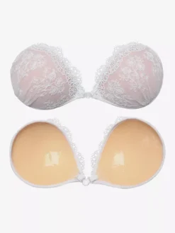 Cache-tétons adhésifs invisibles en dentelle florale bleue dos nu soutien-gorge push-up collant