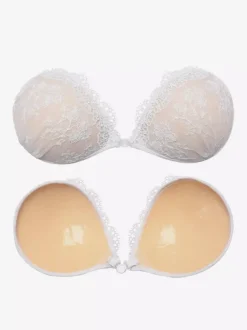 Cache-tétons adhésifs invisibles en dentelle florale bleue dos nu soutien-gorge push-up collant