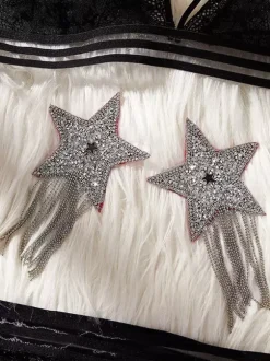 Cache-tétons en dentelle soutien-gorge noir à paillettes Nubra cache-tétons étoiles strass pour une tenue décontractée au quotidien