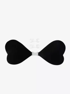 Cache-tétons en acrylique rose boutons triangulaires soutien-gorge push-up en silicone rose sans bretelles forme c艙ur.