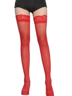 Cadeau Saint Valentin Bas Collants Bas autofixants Femmes en Dentelles Transparentes Longs Creusants Florals Unicolore