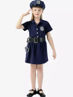 Cadeau Enfants Police Cosplay Costume Chapeau Ceinture Coton Mélange Enfants Cosplay Ensemble Déguisement Carnaval