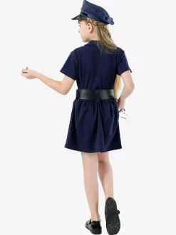 Cadeau Enfants Police Cosplay Costume Chapeau Ceinture Coton Mélange Enfants Cosplay Ensemble Déguisement Carnaval