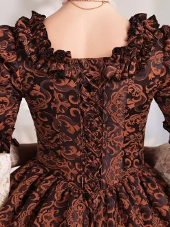 Café marron rétro Costumes polyester robe femmes 's Royal Marie Antoinette Costume mascarade robe de bal