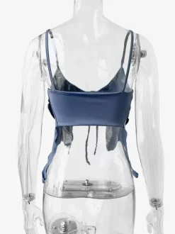 Camisole À Bretelles Col À Lacets Top Sexy En Polyester Irrégulier Pour Femmes