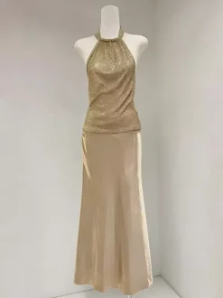 Camisole dorée à col licou pour femmes camisole décontractée