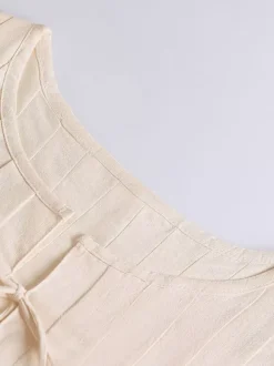 Camisole blanc top à lacet plissé coton lin décontracté femmes haut