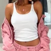 Camisole Simple De Cow-boy Blanche À Col En U Pour Femme