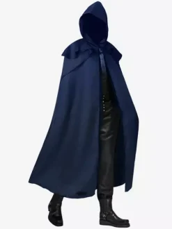 Cape à capuche noire unisexe médiévale gothique vampire costume Renaissance