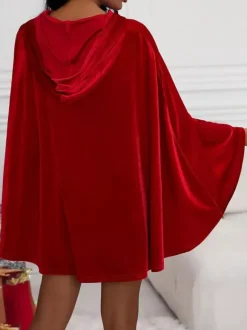 Cape de Noël rouge pour femme - Costumes de vacances