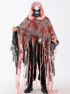Cape d'Halloween en lambeaux tachée de sang cape d'horreur avec capuche costume de cosplay