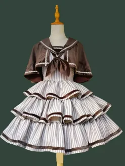 Cape Lolita classique en polyester marron foncé pour vêtements d'extérieur Lolita d'automne