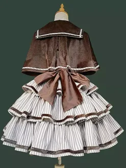 Cape Lolita classique en polyester marron foncé pour vêtements d'extérieur Lolita d'automne