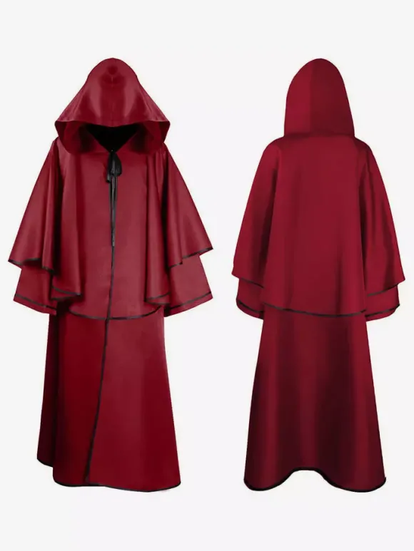 Cape Vintage Déguisement Médiéval Costume Homme Cosplay Rétro Bourgogne