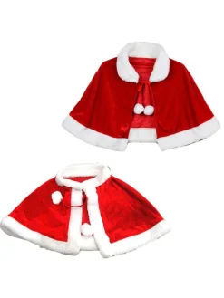 Cape de Noël unisexe Cape en fibre de polyester rouge Bloc de couleur Costumes Cadeaux Noël