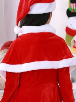 Cape de Noël unisexe Cape en fibre de polyester rouge Bloc de couleur Costumes Cadeaux Noël