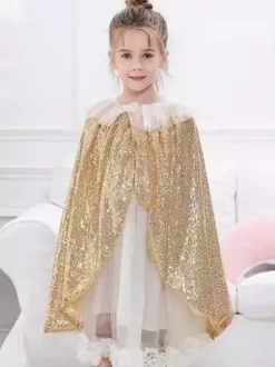 Cape dorée de Noël pour fille Costumes de vacances de Noël
