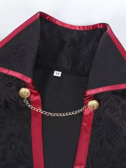 Cape en polyester sans manches en jacquard noir vintage avec chaînes vintage costumes rétro pour homme