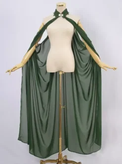 Cape pour femme cape steampunk col en plumes cape de sorcière cape de mariage solide en mousseline de soie voile de mariée cape longue dos nu