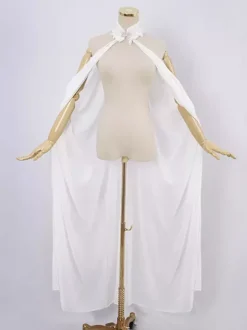 Cape pour femme cape steampunk col en plumes cape de sorcière cape de mariage solide en mousseline de soie voile de mariée cape longue dos nu
