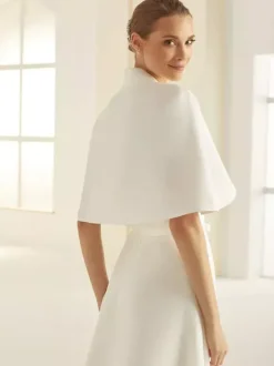 Capes de mariage en crêpe extensible demi-manches couvertures de mariée
