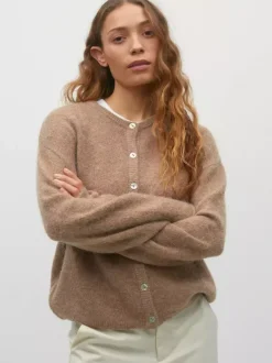 Cardigan basique en tricot à col ras du cou pour femme 2026