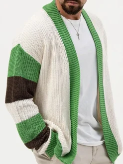 Cardigan Décontracté Pour Hommes Pulls Manches Longues Confortable Vert